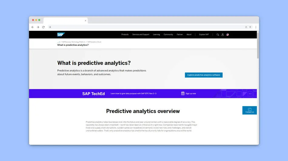 SAP Predictive Analytics as one of the top Predictive Analytics Tools